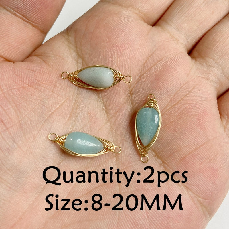 Natural Stone Amazonite Pendant Blue Semi-precious Pendants Connector Charm Make Jewelry Necklace Earring Accessories Finding