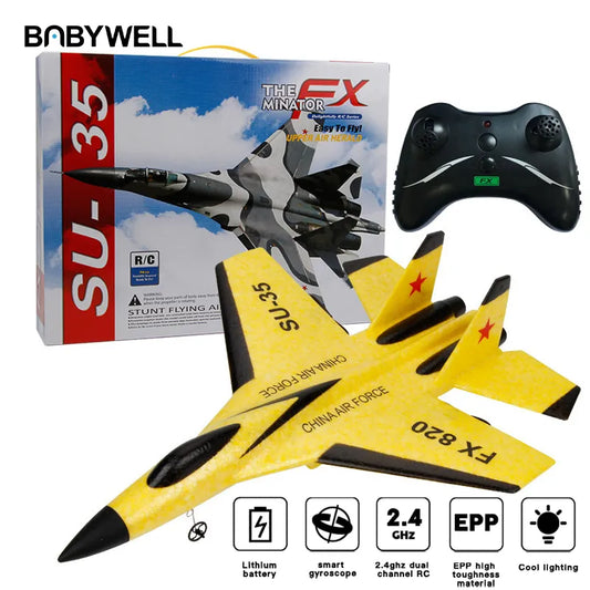 RC Airplane SU-35 Aircraft 2.4G Remote Control Fighter FX-820 Plane Glider Airplane EPP Foam Toys RC Plane For Adult Kids Gifts