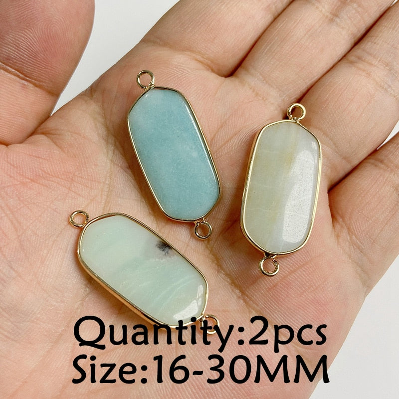 Natural Stone Amazonite Pendant Blue Semi-precious Pendants Connector Charm Make Jewelry Necklace Earring Accessories Finding