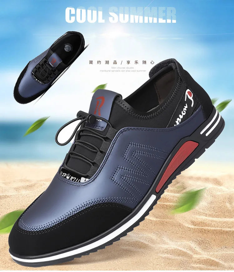 2023 New Men Casual Shoes Fashion Soft Soled Male Casual Driving Shoes Breathable Flat Lace-Up Soft Bottom Men Light Sneakers
