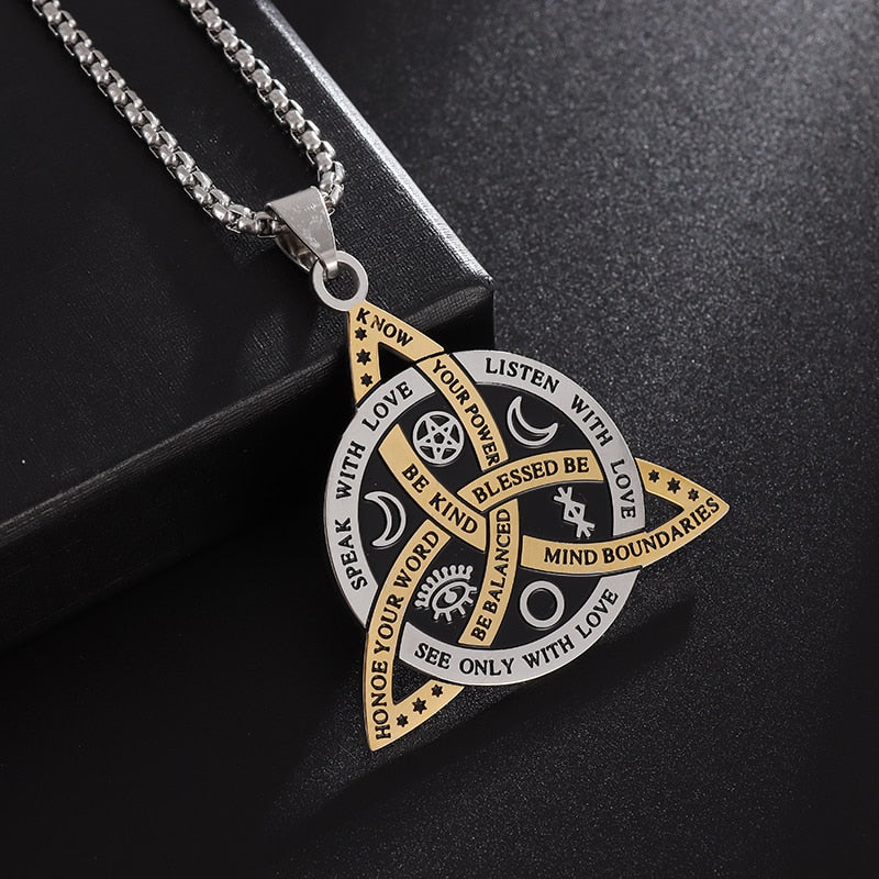 Stainless Steel Witchcraft Pentagram Pendant Men\&#39;s Jewish Hebrew Tetragrammaton Necklace Men\&#39;s Vintage Amulet Jewelry