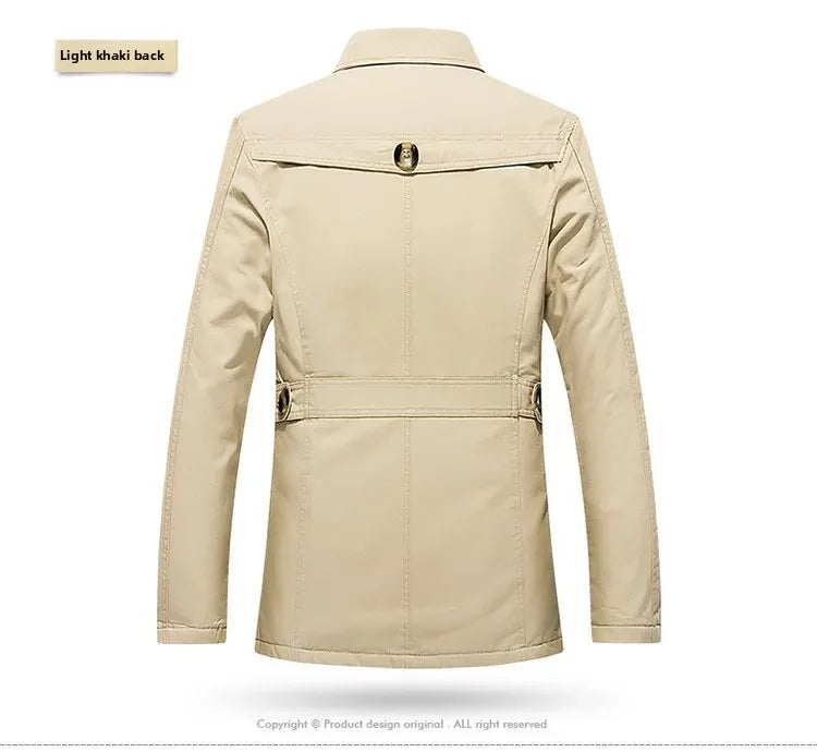 Men's Autumn Winter Jacket Thickened Pure Cotton Slim Fit Coat Long Length Korean Style plus Size Casual Outerwear