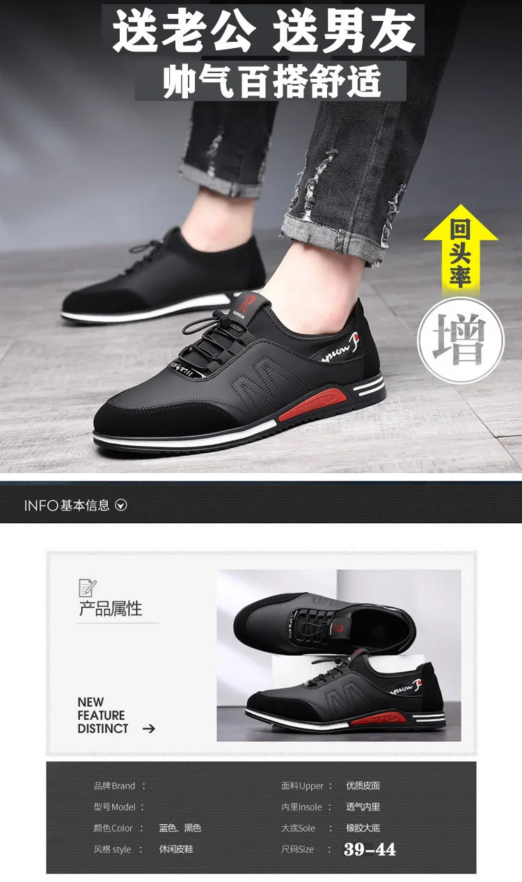 2023 New Men Casual Shoes Fashion Soft Soled Male Casual Driving Shoes Breathable Flat Lace-Up Soft Bottom Men Light Sneakers