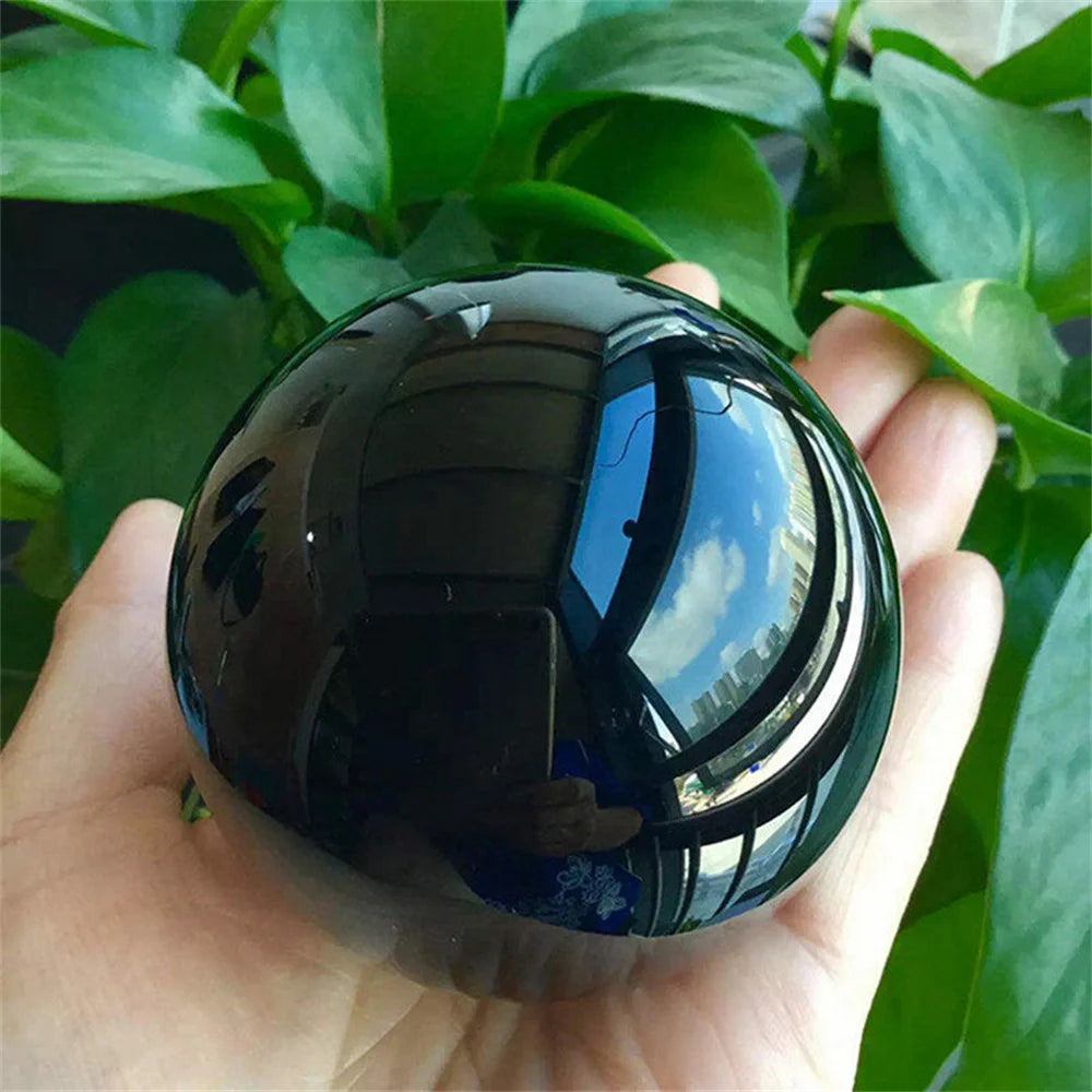 Natural Black Obsidian Sphere Healing Crystal Magic Ball Reiki Rock Stones feng shui Sphere Collectibles Home Decor Without Base