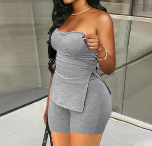 Two Piece Summer Outfits Women 2024 Fashion Sleeveless Top & Solid Shorts Y2k Casual Versatile Knit Suit for Female Streetwear