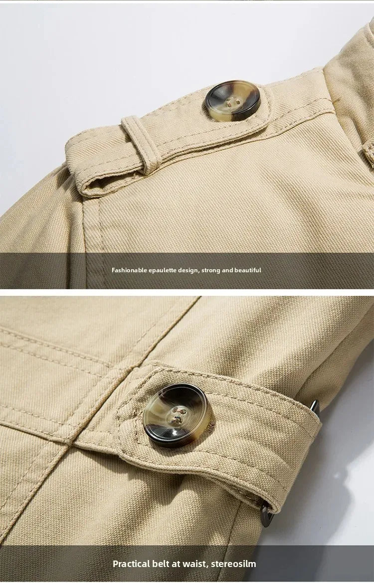 Men's Autumn Winter Jacket Thickened Pure Cotton Slim Fit Coat Long Length Korean Style plus Size Casual Outerwear