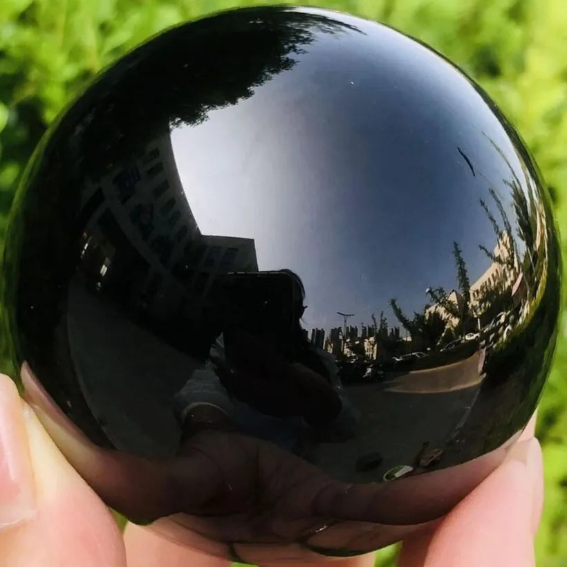 Natural Black Obsidian Sphere Healing Crystal Magic Ball Reiki Rock Stones feng shui Sphere Collectibles Home Decor Without Base