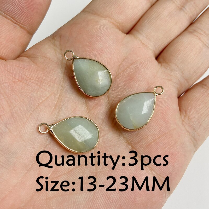 Natural Stone Amazonite Pendant Blue Semi-precious Pendants Connector Charm Make Jewelry Necklace Earring Accessories Finding