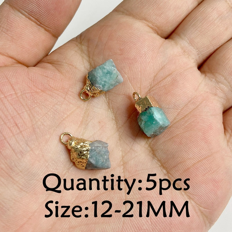 Natural Stone Amazonite Pendant Blue Semi-precious Pendants Connector Charm Make Jewelry Necklace Earring Accessories Finding