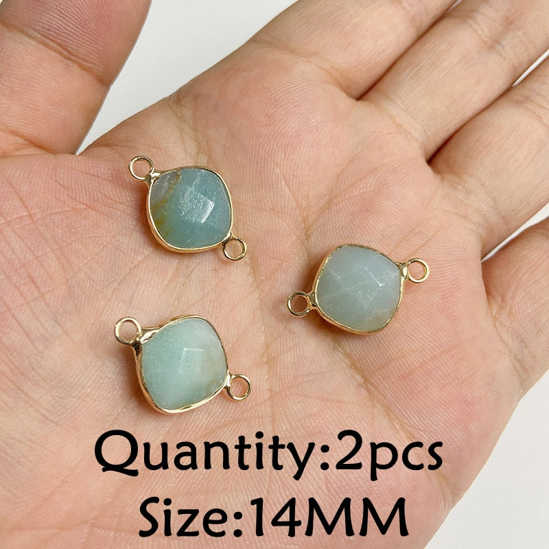 Natural Stone Amazonite Pendant Blue Semi-precious Pendants Connector Charm Make Jewelry Necklace Earring Accessories Finding