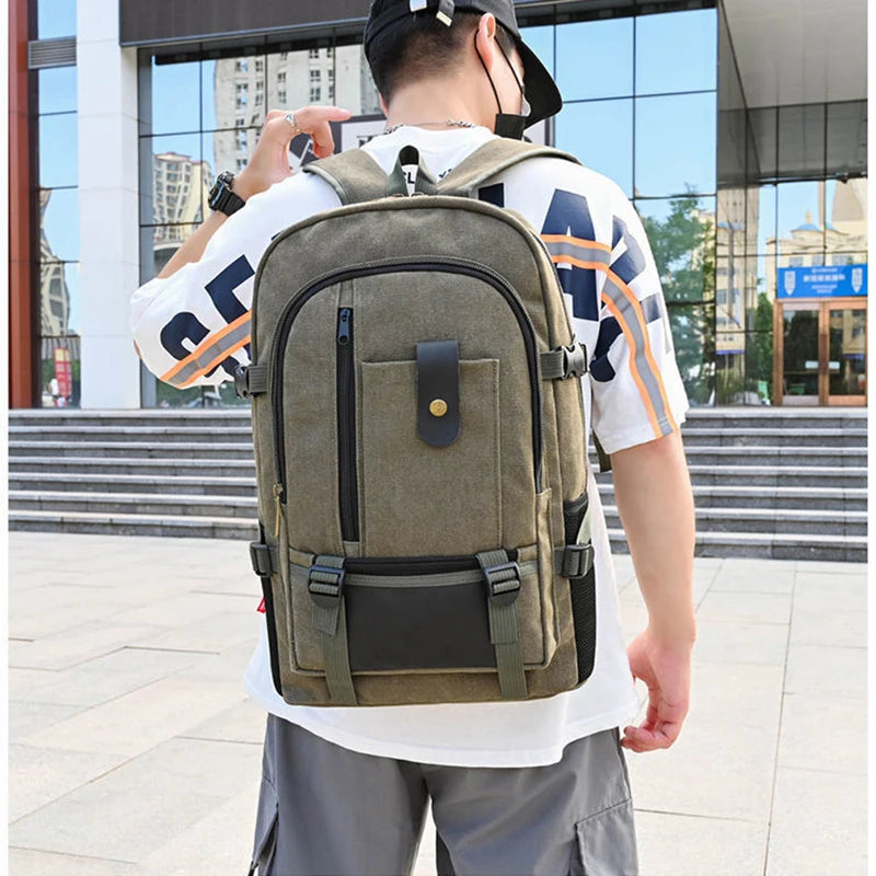 New Casual Camping Male Backpack Laptop Backpack Hiking Bag Large Capacity Men Travel Backpack Canvas Fashion Youth Sport Bags