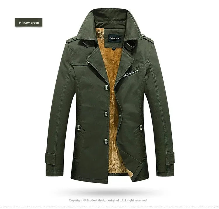 Men's Autumn Winter Jacket Thickened Pure Cotton Slim Fit Coat Long Length Korean Style plus Size Casual Outerwear