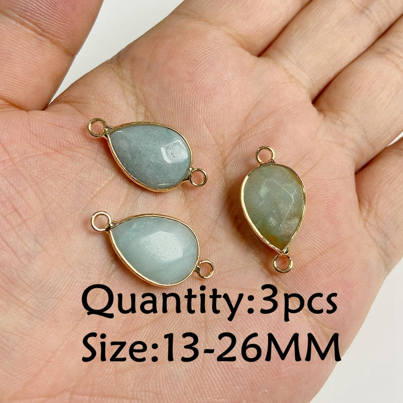 Natural Stone Amazonite Pendant Blue Semi-precious Pendants Connector Charm Make Jewelry Necklace Earring Accessories Finding