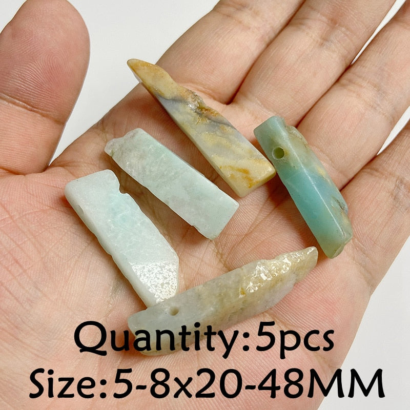 Natural Stone Amazonite Pendant Blue Semi-precious Pendants Connector Charm Make Jewelry Necklace Earring Accessories Finding