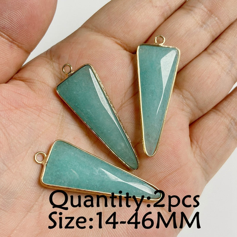 Natural Stone Amazonite Pendant Blue Semi-precious Pendants Connector Charm Make Jewelry Necklace Earring Accessories Finding