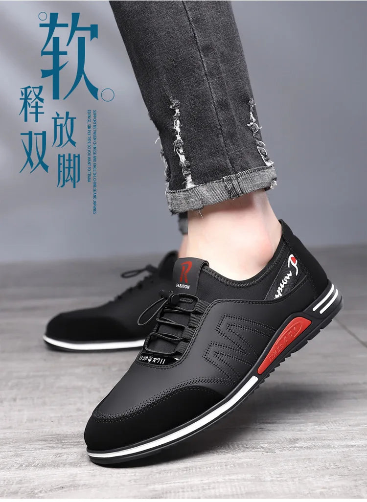 2023 New Men Casual Shoes Fashion Soft Soled Male Casual Driving Shoes Breathable Flat Lace-Up Soft Bottom Men Light Sneakers