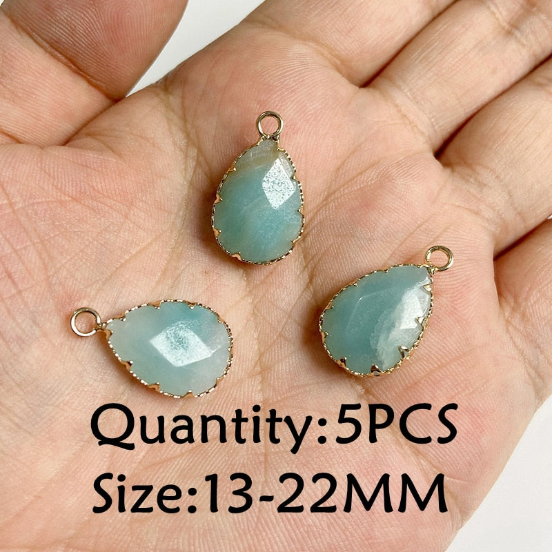 Natural Stone Amazonite Pendant Blue Semi-precious Pendants Connector Charm Make Jewelry Necklace Earring Accessories Finding