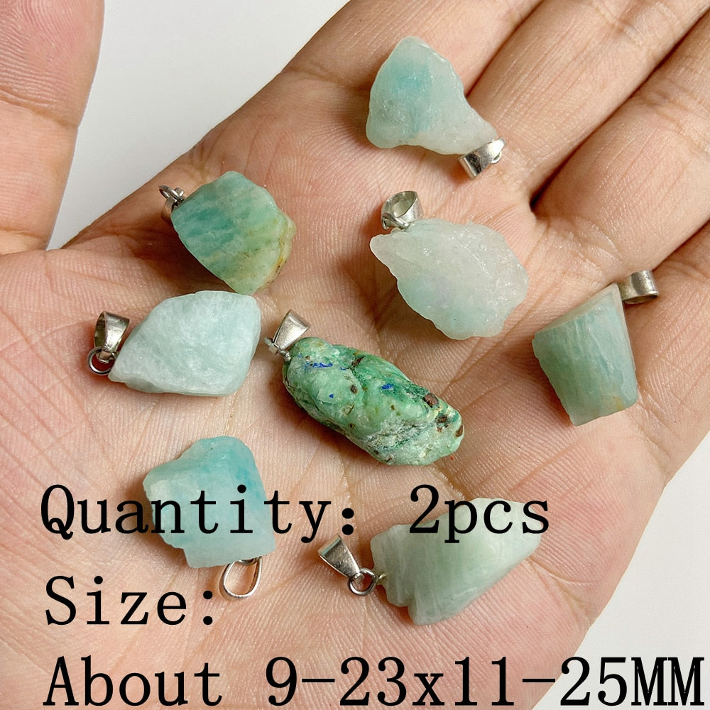 Natural Stone Amazonite Pendant Blue Semi-precious Pendants Connector Charm Make Jewelry Necklace Earring Accessories Finding