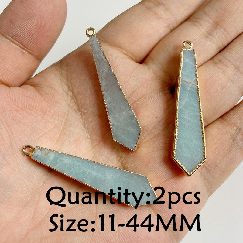 Natural Stone Amazonite Pendant Blue Semi-precious Pendants Connector Charm Make Jewelry Necklace Earring Accessories Finding