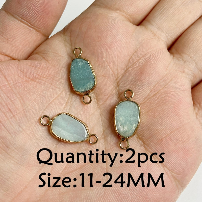 Natural Stone Amazonite Pendant Blue Semi-precious Pendants Connector Charm Make Jewelry Necklace Earring Accessories Finding