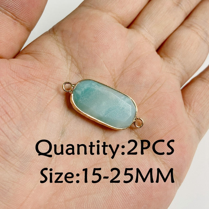 Natural Stone Amazonite Pendant Blue Semi-precious Pendants Connector Charm Make Jewelry Necklace Earring Accessories Finding