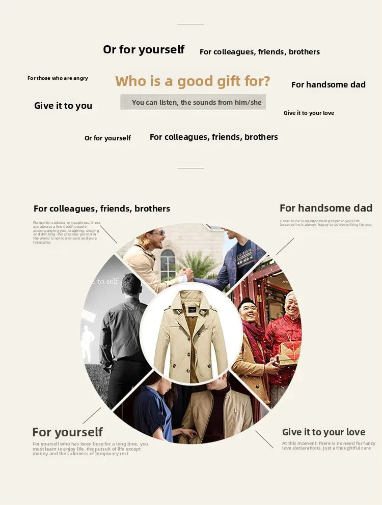 Men's Autumn Winter Jacket Thickened Pure Cotton Slim Fit Coat Long Length Korean Style plus Size Casual Outerwear