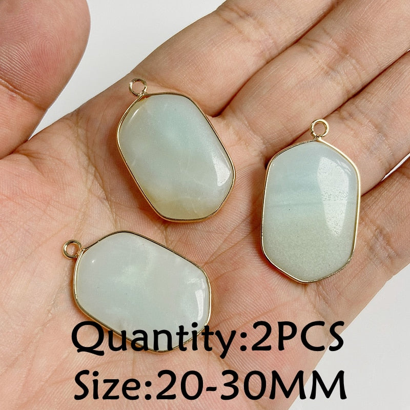 Natural Stone Amazonite Pendant Blue Semi-precious Pendants Connector Charm Make Jewelry Necklace Earring Accessories Finding