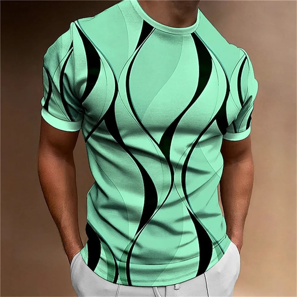 T-shirt imprimé rayé 3D