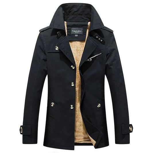 Men's Autumn Winter Jacket Thickened Pure Cotton Slim Fit Coat Long Length Korean Style plus Size Casual Outerwear