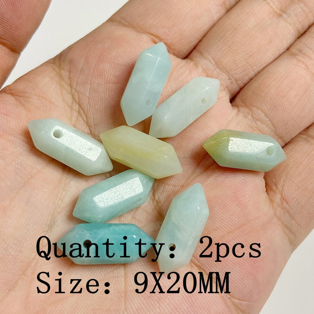 Natural Stone Amazonite Pendant Blue Semi-precious Pendants Connector Charm Make Jewelry Necklace Earring Accessories Finding