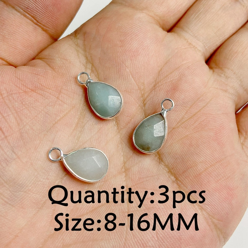 Natural Stone Amazonite Pendant Blue Semi-precious Pendants Connector Charm Make Jewelry Necklace Earring Accessories Finding