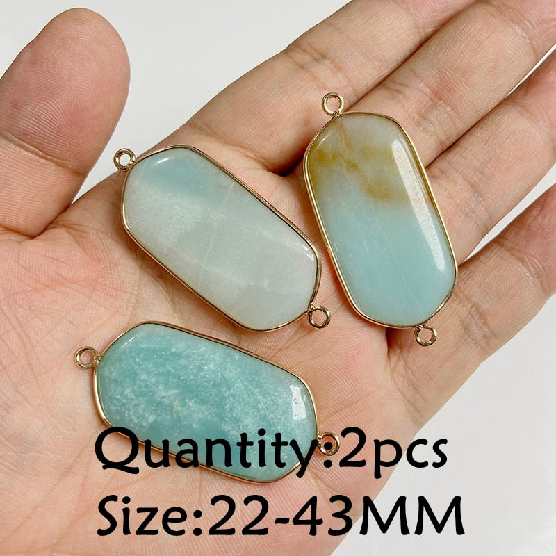 Natural Stone Amazonite Pendant Blue Semi-precious Pendants Connector Charm Make Jewelry Necklace Earring Accessories Finding