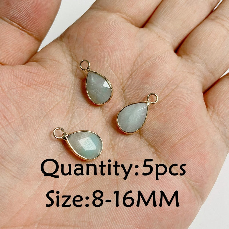 Natural Stone Amazonite Pendant Blue Semi-precious Pendants Connector Charm Make Jewelry Necklace Earring Accessories Finding