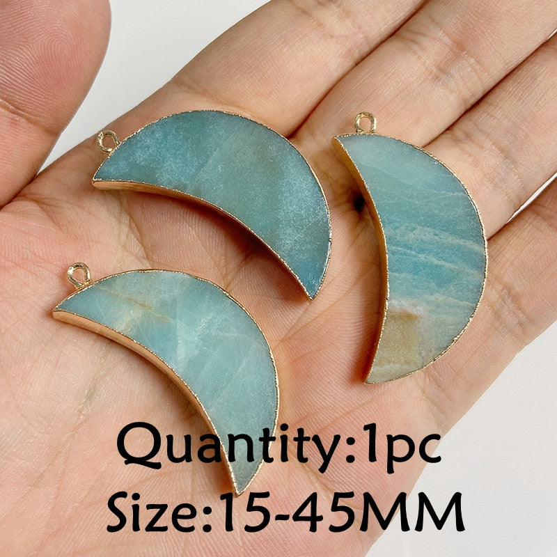 Natural Stone Amazonite Pendant Blue Semi-precious Pendants Connector Charm Make Jewelry Necklace Earring Accessories Finding