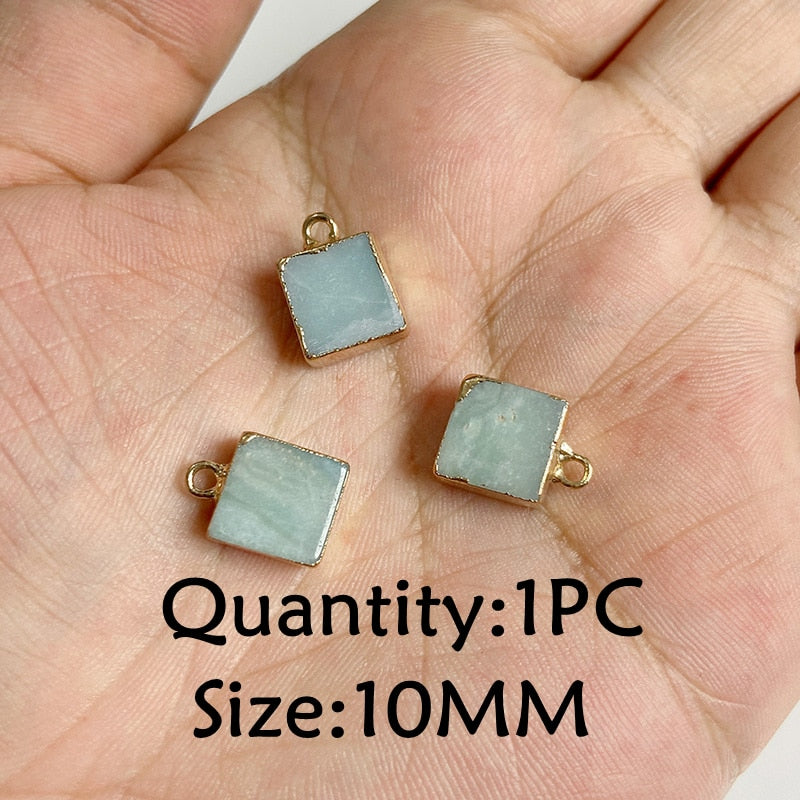 Natural Stone Amazonite Pendant Blue Semi-precious Pendants Connector Charm Make Jewelry Necklace Earring Accessories Finding