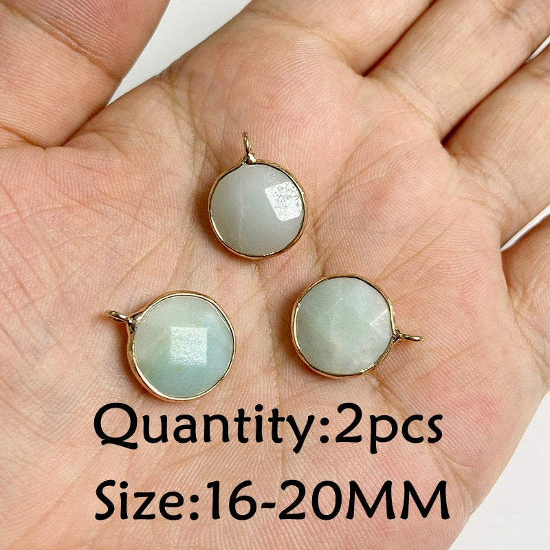 Natural Stone Amazonite Pendant Blue Semi-precious Pendants Connector Charm Make Jewelry Necklace Earring Accessories Finding