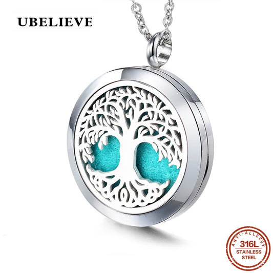 Pendentif Arbre de Vie Acier + Collier